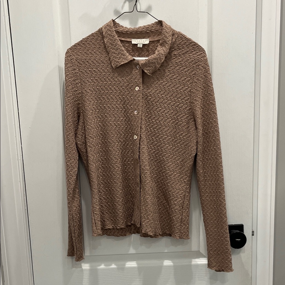 Elegant Brown Button-Down Women's Shirt